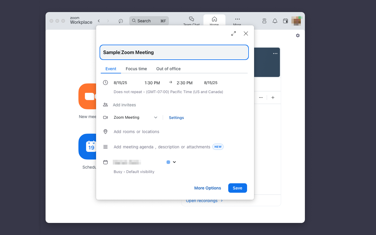Zoom Meeting Schedule Box
