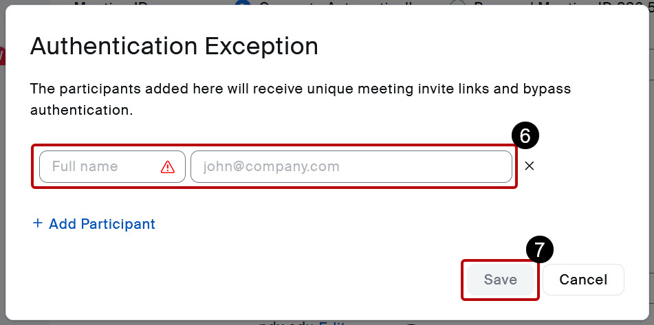Add exception name and email.