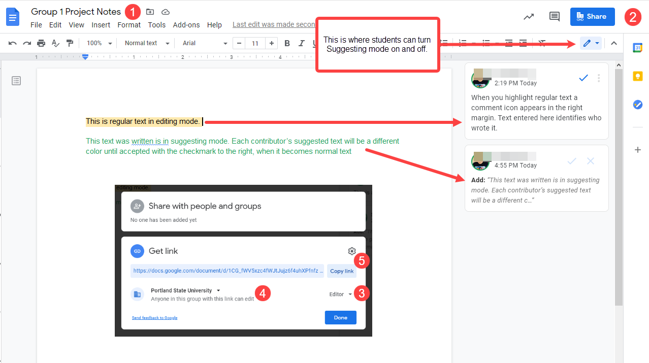 Online collaboration with Google Docs - sharing a doc and adding