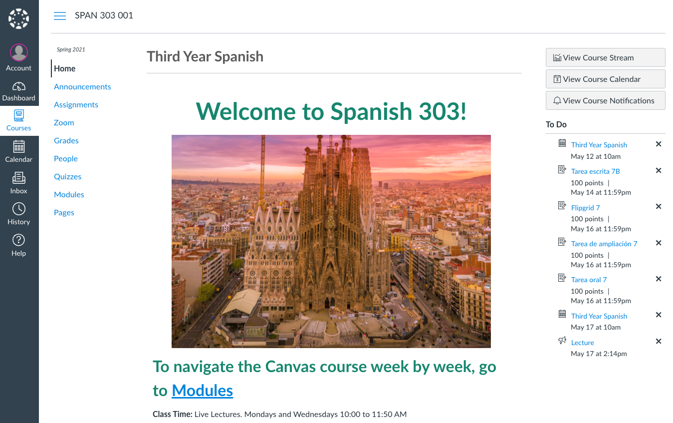 Using The Home Page In Canvas OAI 