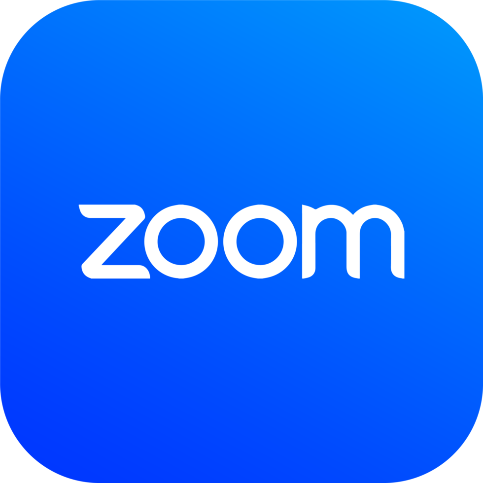 Zoom logo – white video camera icon on a blue rounded square background.