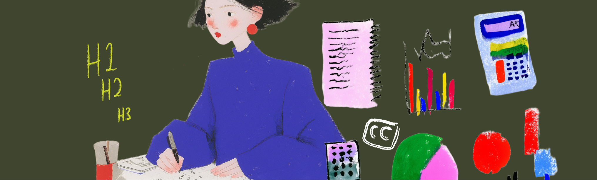 Stylized illustration of a person organizing digital content, representing accessible course design.